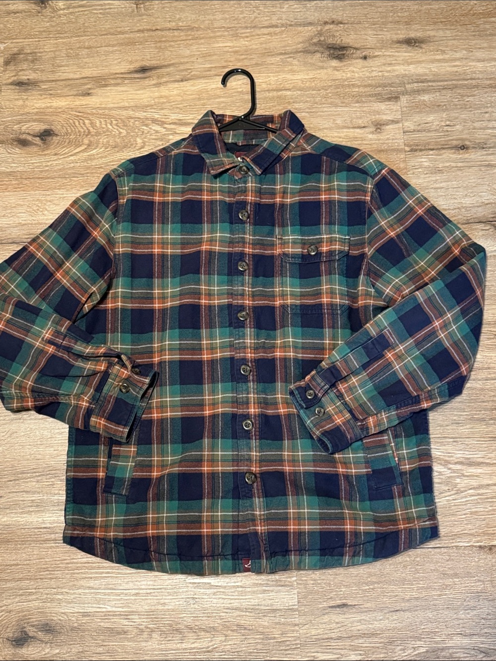 Alesbury Men’s Plaid Button-Up Shacket Green Navy Orange Size L